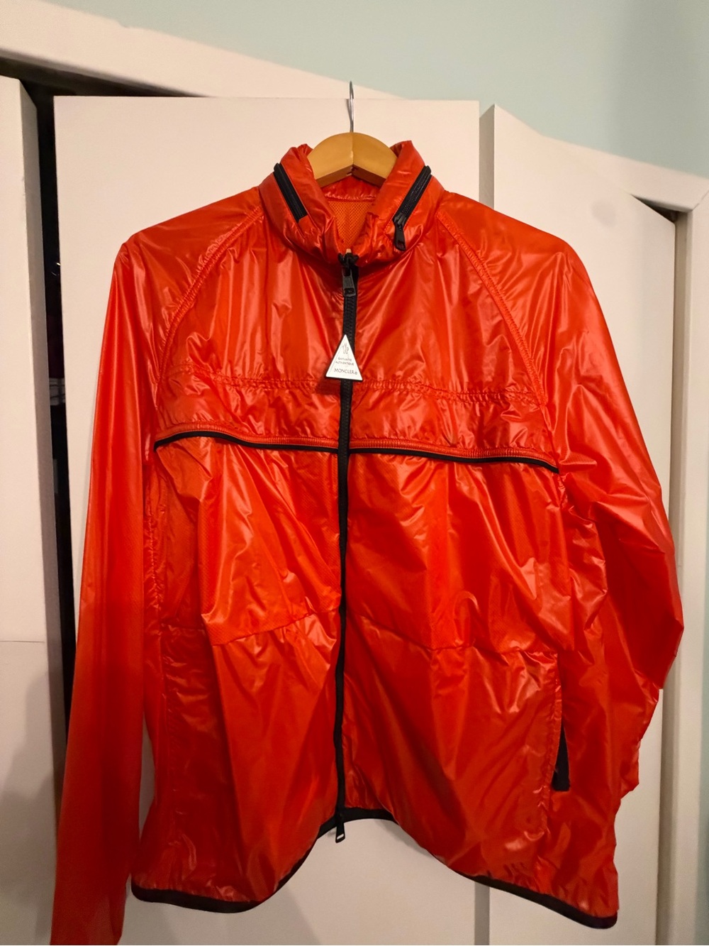 Moncler Men's Bright Orange Lightweight Shell Jacket